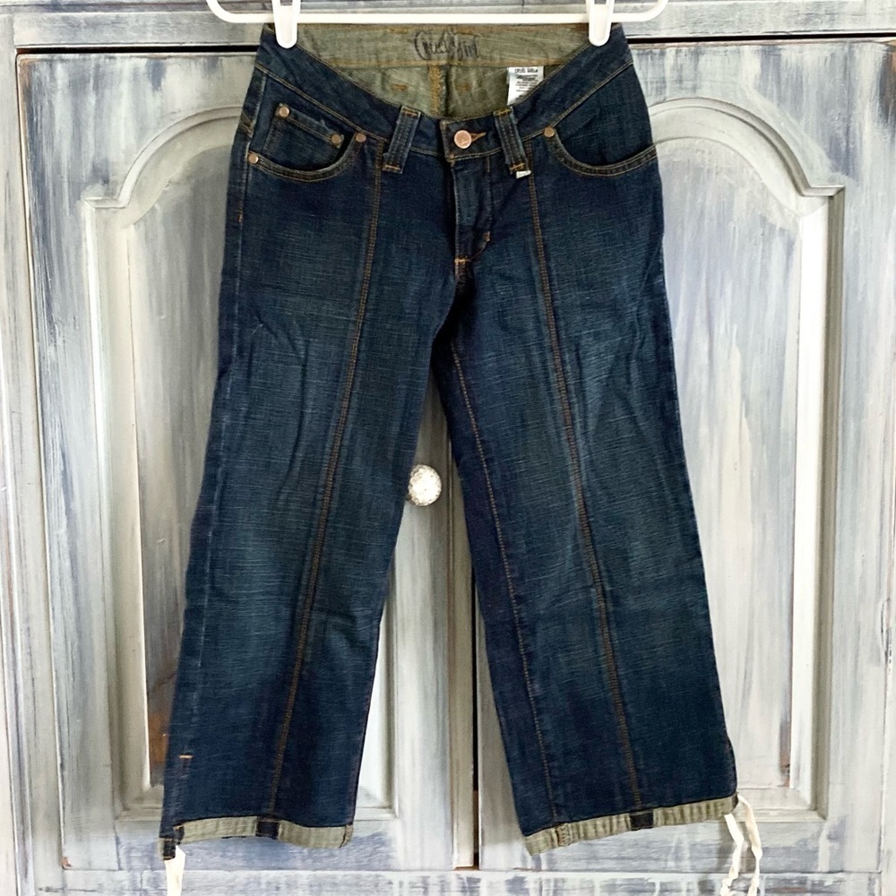 CRUEL GIRL Low Rise Capri Tie Jeans